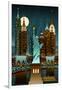 New York City, New York - Retro Skyline (no text)-Lantern Press-Framed Art Print
