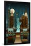 New York City, New York - Retro Skyline (no text)-Lantern Press-Framed Art Print