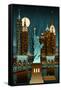 New York City, New York - Retro Skyline (no text)-Lantern Press-Framed Stretched Canvas