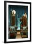 New York City, New York - Retro Skyline (no text)-Lantern Press-Framed Art Print