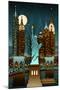 New York City, New York - Retro Skyline (no text)-Lantern Press-Mounted Art Print