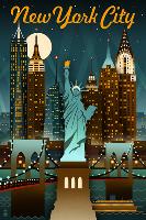 New York City  New York - Retro Skyline-null-Framed Art Print