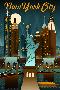 New York City  New York - Retro Skyline-null-Framed Art Print