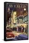 New York City, New York - Theater Scene-Lantern Press-Framed Stretched Canvas