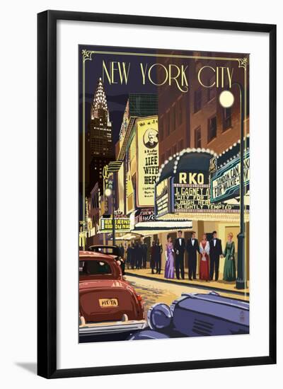 New York City, New York - Theater Scene-Lantern Press-Framed Art Print