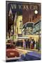 New York City, New York - Theater Scene-Lantern Press-Mounted Art Print