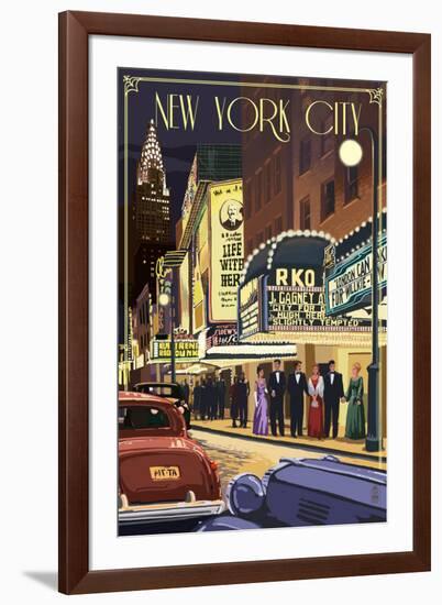 New York City, New York - Theater Scene-Lantern Press-Framed Art Print