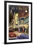 New York City, New York - Theater Scene-Lantern Press-Framed Art Print