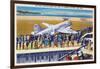 New York City, New York - United Airlines Plane Departing La Guardia-Lantern Press-Framed Art Print