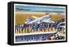 New York City, New York - United Airlines Plane Departing La Guardia-Lantern Press-Framed Stretched Canvas