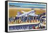 New York City, New York - United Airlines Plane Departing La Guardia-Lantern Press-Framed Stretched Canvas