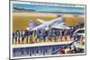 New York City, New York - United Airlines Plane Departing La Guardia-Lantern Press-Mounted Art Print