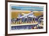 New York City, New York - United Airlines Plane Departing La Guardia-Lantern Press-Framed Premium Giclee Print