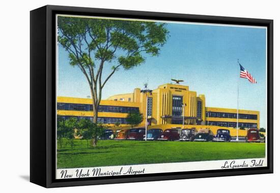 New York City, New York - View of La Guardia Airport Terminal-Lantern Press-Framed Stretched Canvas