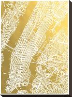 New York City No Caps-The Gold Foil Map Company-Stretched Canvas