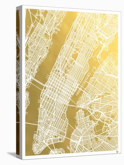 New York City No Caps-The Gold Foil Map Company-Stretched Canvas