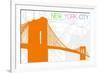 New York City, NY - Neon Brooklyn Bridge-Lantern Press-Framed Premium Giclee Print