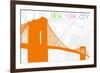 New York City, NY - Neon Brooklyn Bridge-Lantern Press-Framed Premium Giclee Print