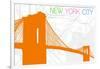 New York City, NY - Neon Brooklyn Bridge-Lantern Press-Framed Art Print