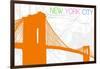 New York City, NY - Neon Brooklyn Bridge-Lantern Press-Framed Art Print