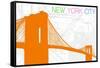 New York City, NY - Neon Brooklyn Bridge-Lantern Press-Framed Stretched Canvas