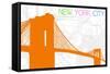 New York City, NY - Neon Brooklyn Bridge-Lantern Press-Framed Stretched Canvas