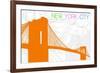 New York City, NY - Neon Brooklyn Bridge-Lantern Press-Framed Art Print