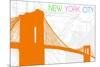 New York City, NY - Neon Brooklyn Bridge-Lantern Press-Mounted Art Print