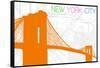 New York City, NY - Neon Brooklyn Bridge-Lantern Press-Framed Stretched Canvas