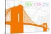 New York City, NY - Neon Brooklyn Bridge-Lantern Press-Stretched Canvas