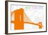 New York City, NY - Neon Brooklyn Bridge-Lantern Press-Framed Art Print