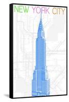 New York City, NY - Neon Chrysler Building-Lantern Press-Framed Stretched Canvas