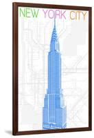 New York City, NY - Neon Chrysler Building-Lantern Press-Framed Art Print