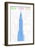 New York City, NY - Neon Chrysler Building-Lantern Press-Framed Art Print