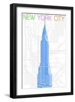 New York City, NY - Neon Chrysler Building-Lantern Press-Framed Art Print