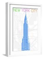 New York City, NY - Neon Chrysler Building-Lantern Press-Framed Art Print