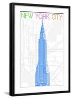 New York City, NY - Neon Chrysler Building-Lantern Press-Framed Art Print