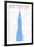 New York City, NY - Neon Chrysler Building-Lantern Press-Framed Art Print