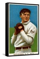 New York City, NY, New York Giants, Christy Mathewson, Baseball Card-Lantern Press-Framed Stretched Canvas