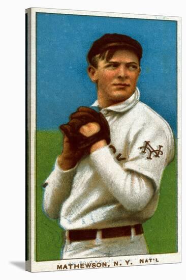 New York City, NY, New York Giants, Christy Mathewson, Baseball Card-Lantern Press-Stretched Canvas