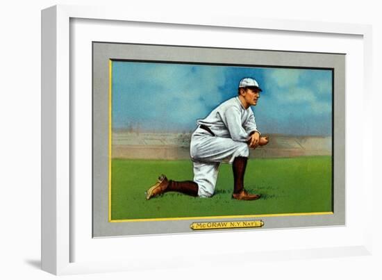 New York City, NY, New York Giants, John McGraw, Baseball Card-Lantern Press-Framed Art Print