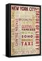 New York City, NY - Typography-Lantern Press-Framed Stretched Canvas