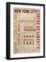 New York City, NY - Typography-Lantern Press-Framed Art Print