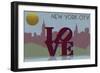 New York City, NY - Vector Skyline-Lantern Press-Framed Art Print