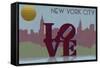 New York City, NY - Vector Skyline-Lantern Press-Framed Stretched Canvas