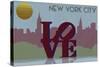 New York City, NY - Vector Skyline-Lantern Press-Stretched Canvas