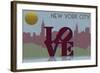 New York City, NY - Vector Skyline-Lantern Press-Framed Art Print