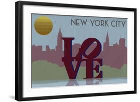 New York City, NY - Vector Skyline-Lantern Press-Framed Art Print