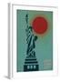 New York City, NY - Vector Statue of Liberty-Lantern Press-Framed Art Print