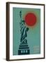 New York City, NY - Vector Statue of Liberty-Lantern Press-Framed Art Print